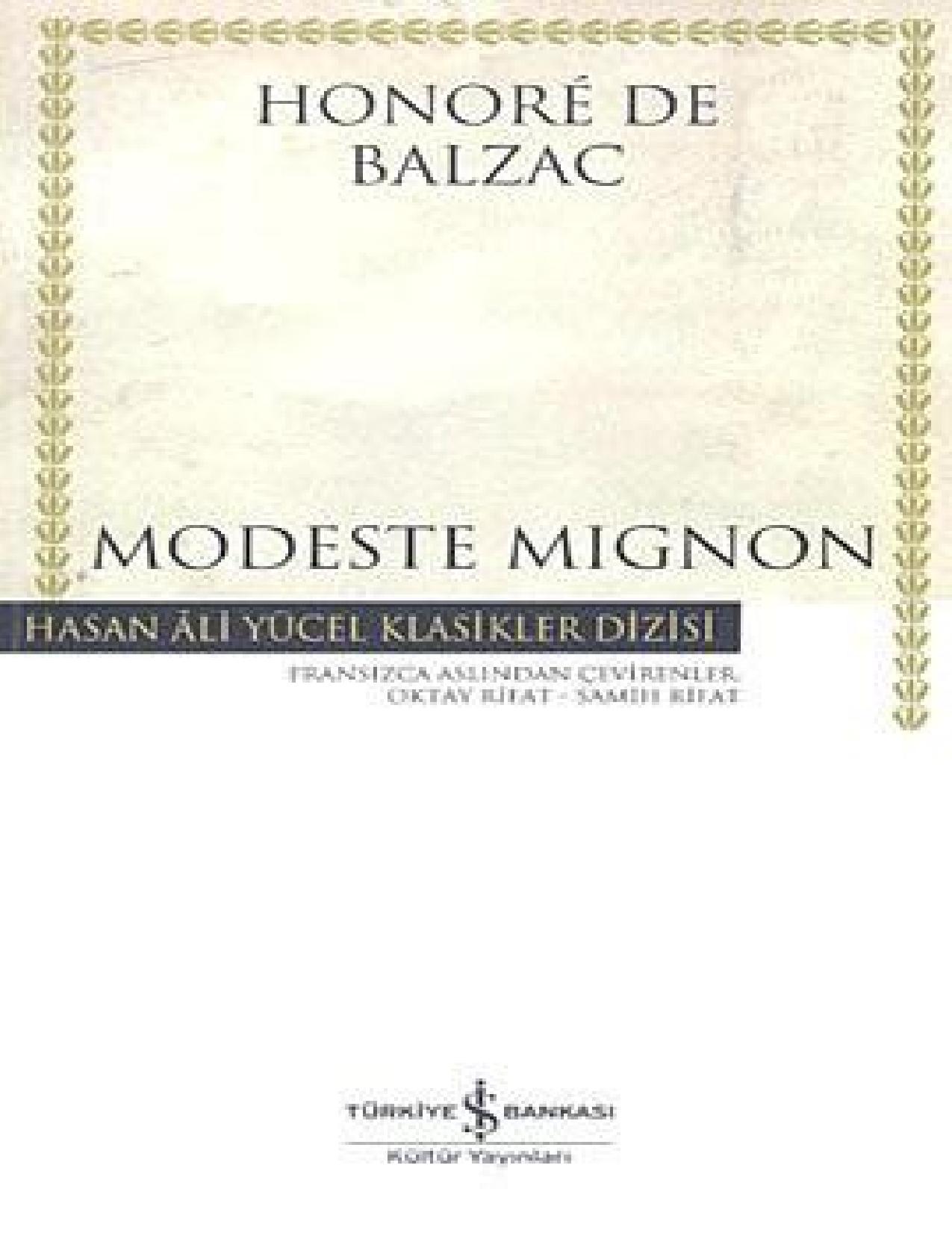 Modeste Mignon Kitap Kapağı